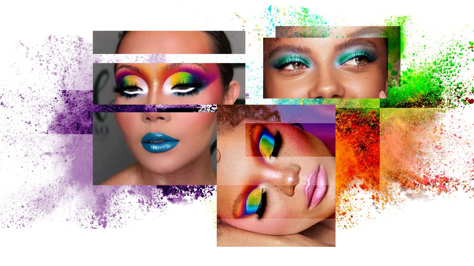 A collage of some bold eye look inspiration for this New Year's Eve