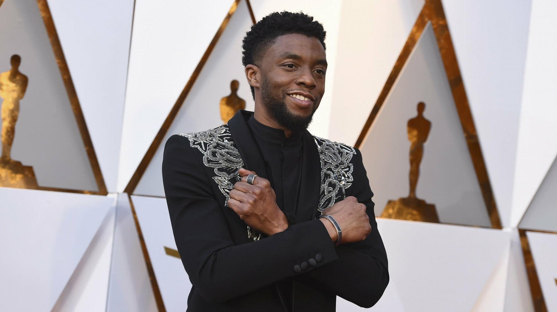 Chadwick Boseman arrives at the Oscars on March 4, 2018