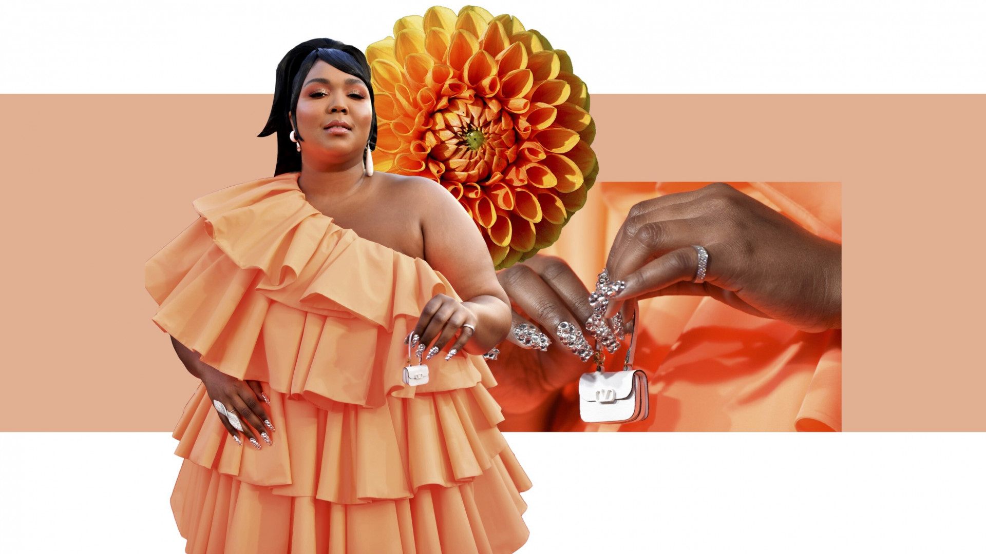 Lizzo wearing Valentino with a Valentino Garavani VSLING toybag