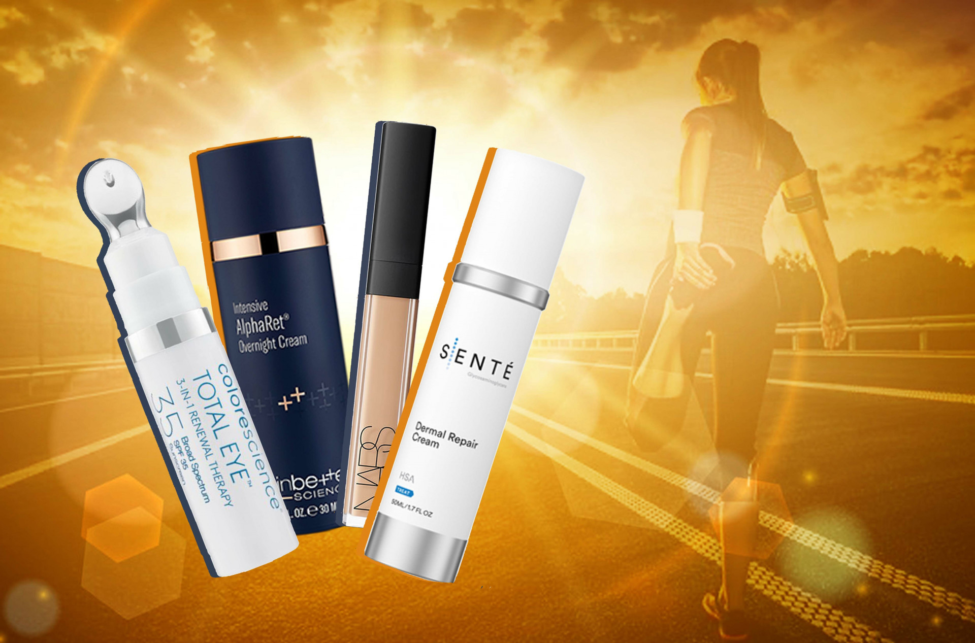 Colorescience Total Eye, Skin Better Alpha Ret, Sente Dermal Repair Cream and Nars Creamy Concealer