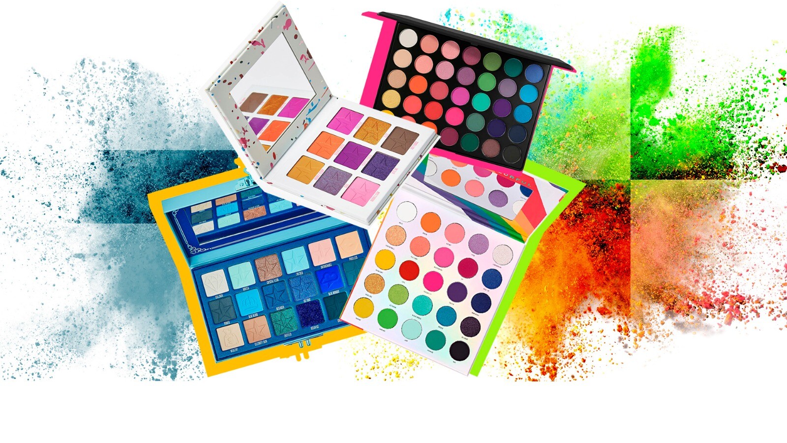 Jeffree Star Blue Blood Palette and Mini Breaker Palette, Morphe Creamy Colour Glam 35B Palette and Morphe Artistry Palette Multi-colour