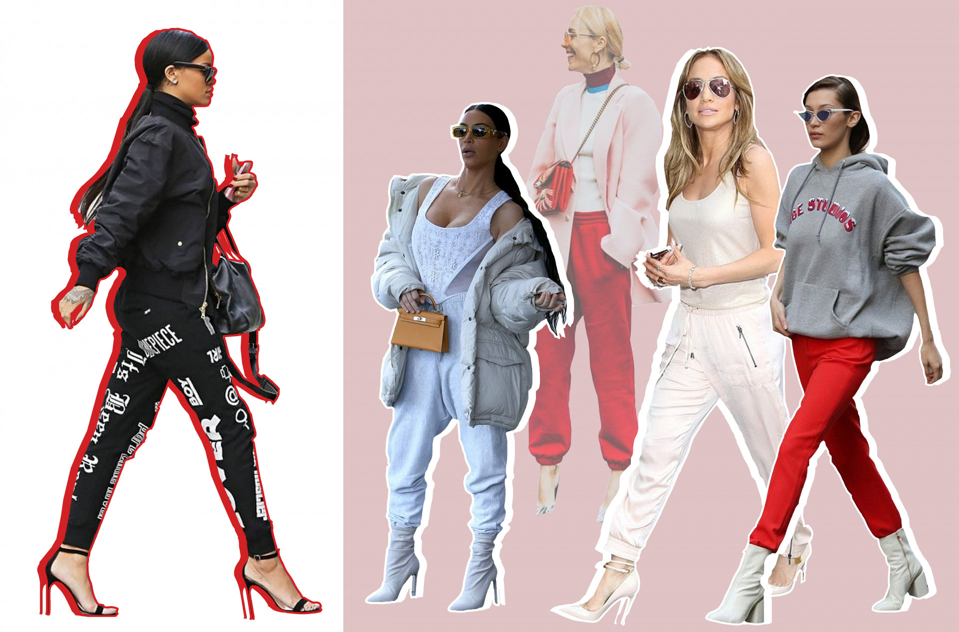 Rihanna, Kim Kardashian, Jennifer Lopez and Bella Hadid all sporting the