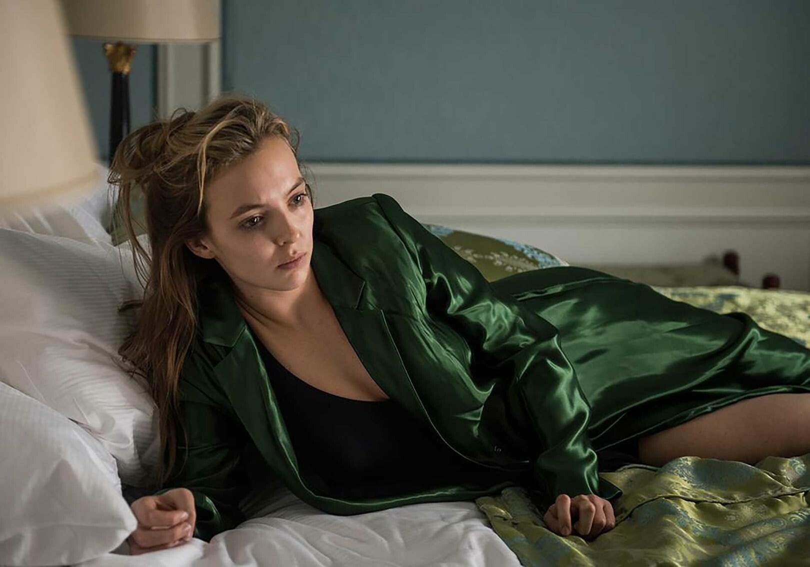Villanelle wearing a Jason Wu satin jacket - Season 2