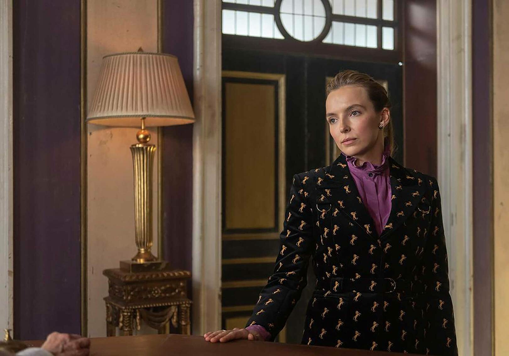 Villanelle wearing a Chloe horse-print jacket and Isabel Marant trousers - Season 2