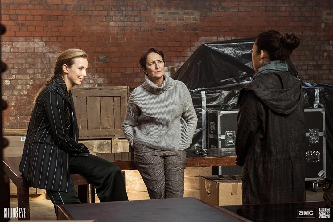 Villanelle wearing a Loewe suit jacket and Peter Pilotto trousers - Season 2