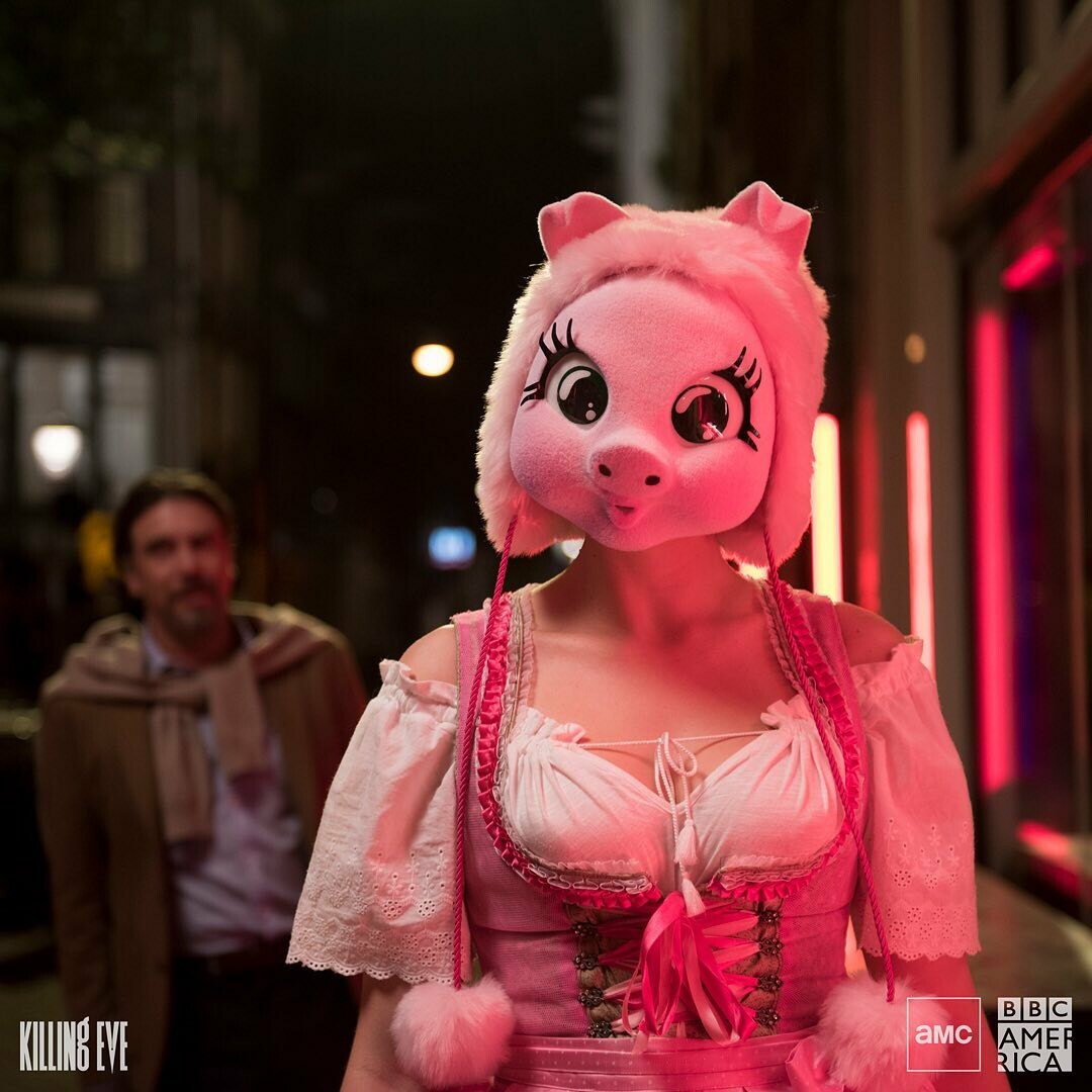 Villanelle wearing a custom-made Swiss Barmaid costume - Season 2