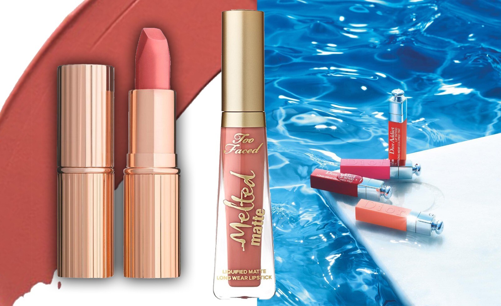Charlotte Tilbury, Too Faced, Dior images via Cult Beauty, Two Faced, @diormakeup