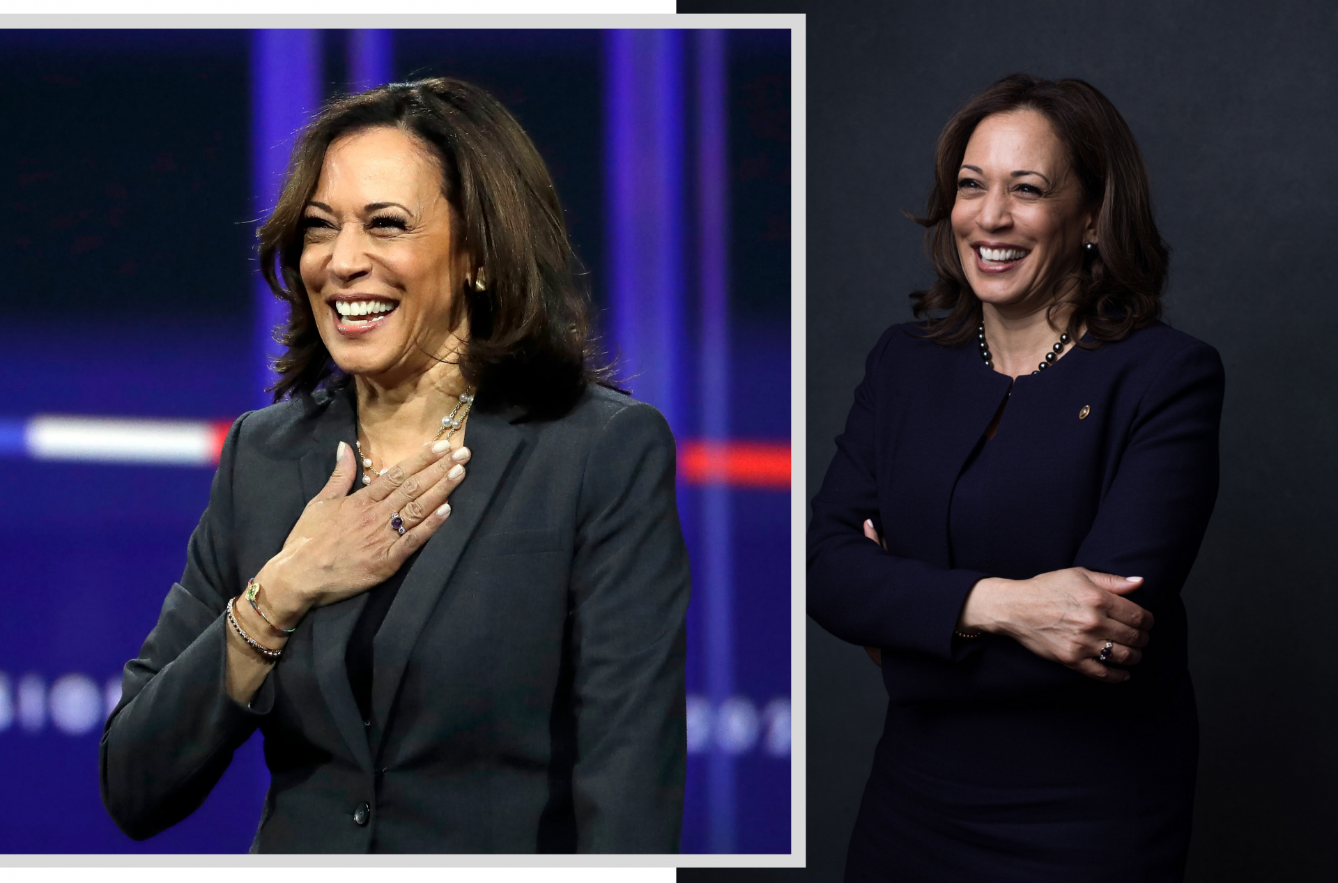 Kamala Harris, images via Chris Carlson/USA today, Celeste Sloman/Redux