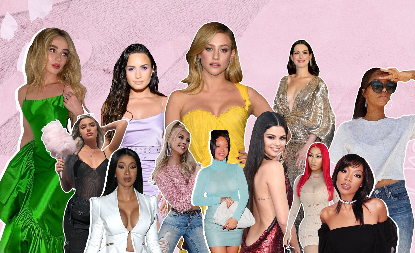 Anne Hathaway, Cardi B, Rihanna, Loren Grey, Lili Reinhart, Sabrina Carpenter, Selena Gomez, Nicki Minaj, Gabby Douglass, Allisa Violet, Brandy Norwood