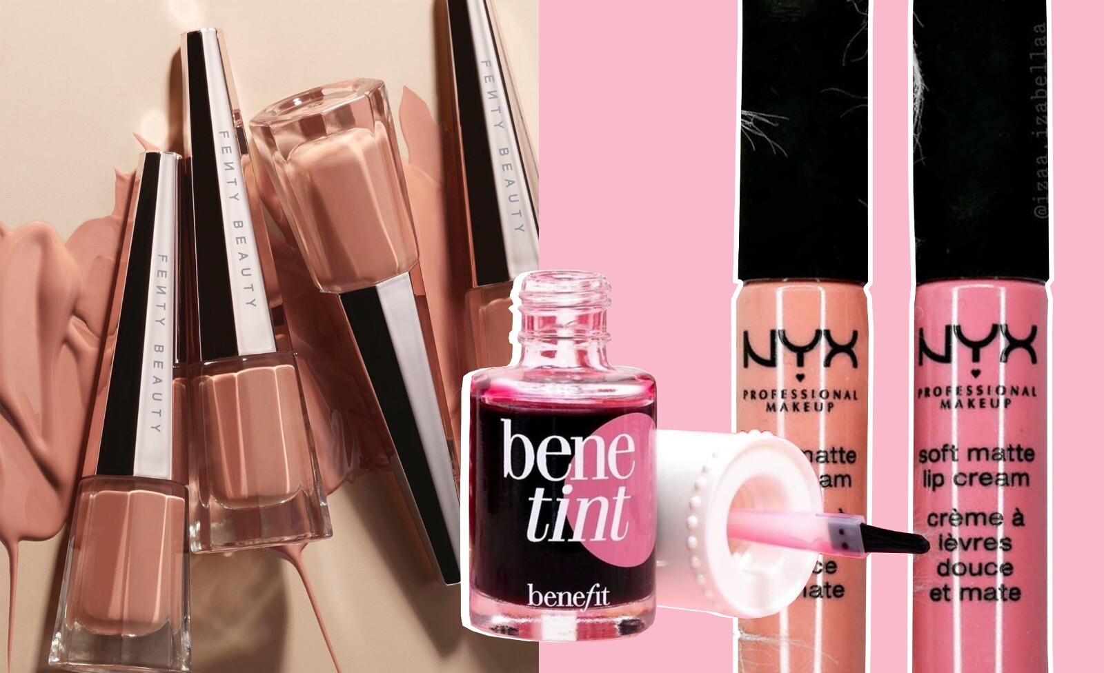 Fenty Beauty, Benefit, NYX images via @fentybeauty, @benefitcosmeticsuk, @nyx Instagram