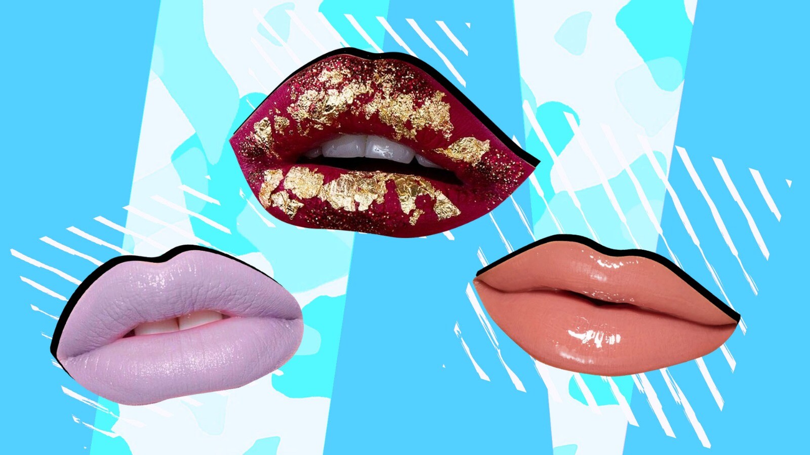Left: Pastel Lips, Middle: Gold Leaf Lips, Right: High Gloss Lips