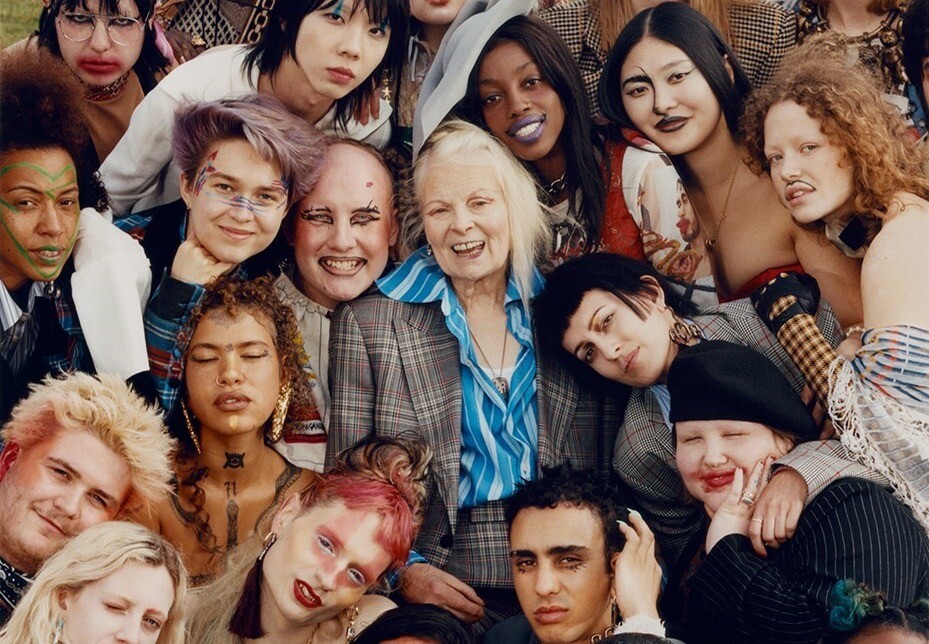 Vivienne Westwood surrounded by youth activists